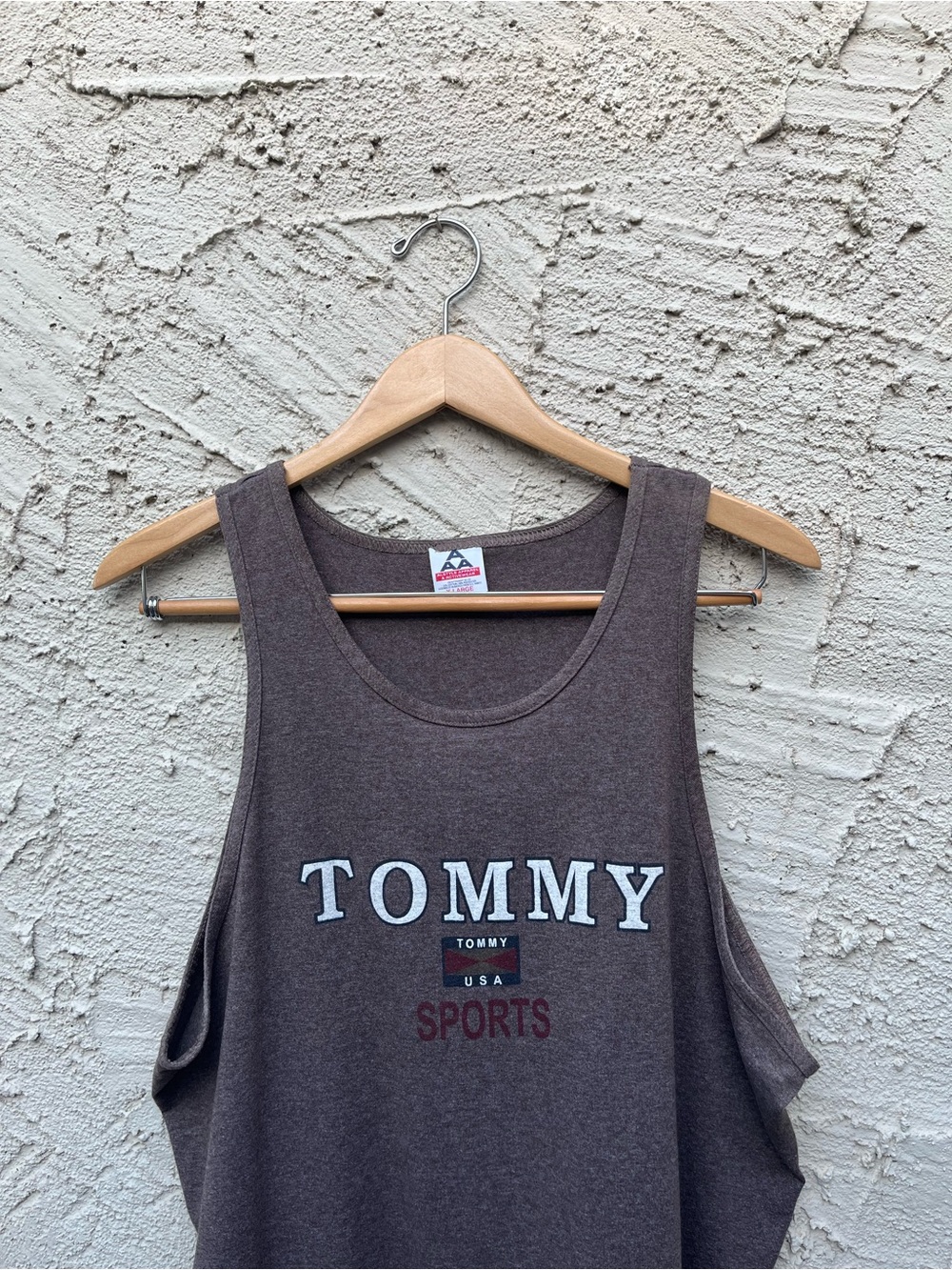 VTG Y2K Tommy Hilfiger USA Sports Logo Brown Tank Top Jersey XL